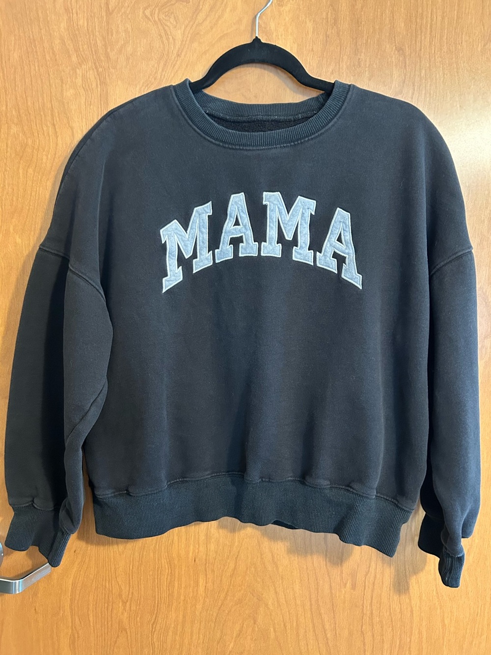 Lomon Mama Chunky Cotton Blend Black Varsity Sweatshirt - Size M
